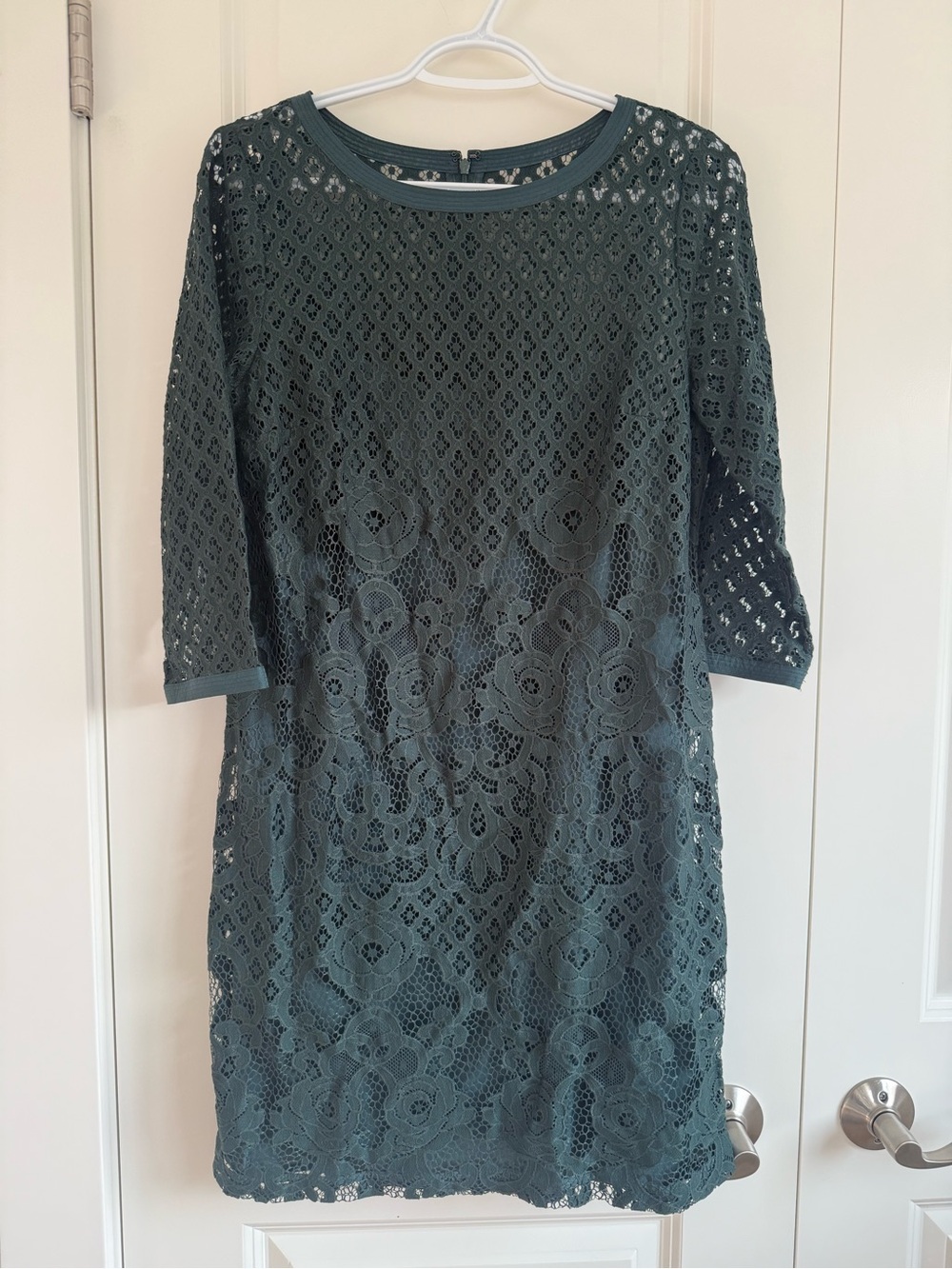 LOFT Green Lace Shift Dress